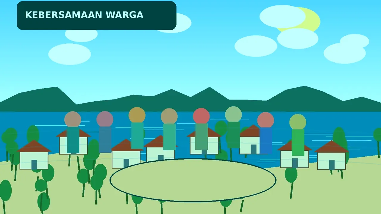 Ilustrasi kebersamaan warga Teluk Bakau